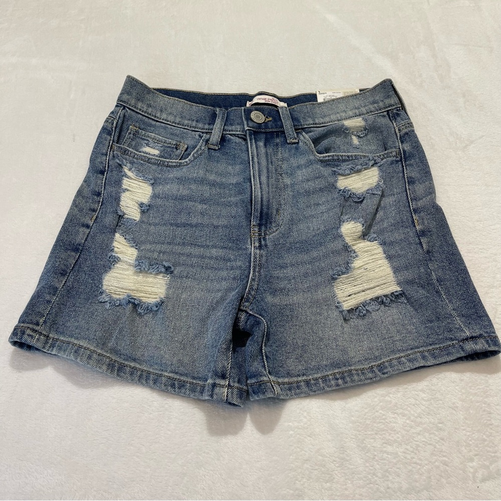 SO VINTAGE STRETCH WOMENS MOM SHORTS HIGH RISE SIZE 5/27W.